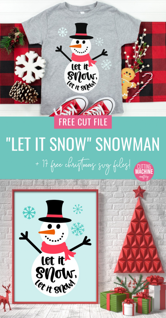 Let it Snow Snowman Catching Snowflakes Design Digital Clipart Instant Download SVG File