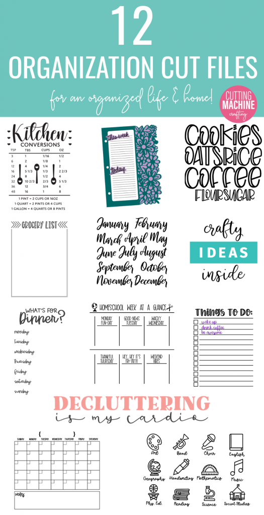 Get organized by making a DIY Dry Erase To Do List with our free To Do List SVG File! Includes 12 awesome organization cut files from some of your favorite craft bloggers that you can use with your Cricut or Silhouette! Perfect for organizing your home and your life! #Cricut #Silhouette #CuttingMachineCrafting #Organization #homeorganization #organizing #DryEraseBoard #DIY #Craft