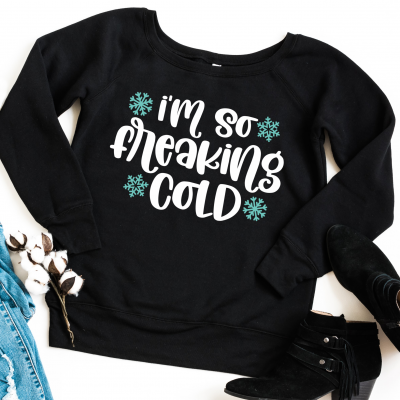 Are you always cold? Download a free I'm So Freaking Cold SVG that's perfect for winter crafting plus 15 free snow cut files that you can cut with your Cricut or Silhouette. Fun for sweatshirts, hoodies, mugs, handmade gifts and more! #SVG #CutFiles #FreeCutFiles #FreeSVG #Snow #WinterCrafts #CricutMade #CricutCreated