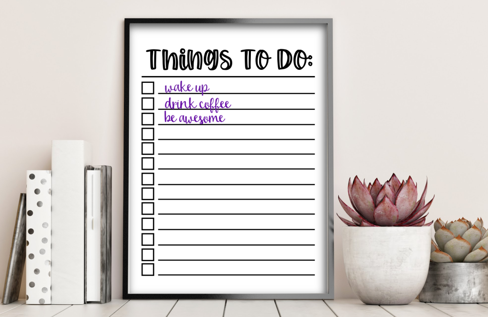 Get organized by making a DIY Dry Erase To Do List with our free To Do List SVG File! Includes 12 awesome organization cut files from some of your favorite craft bloggers that you can use with your Cricut or Silhouette! Perfect for organizing your home and your life! #Cricut #Silhouette #CuttingMachineCrafting #Organization #homeorganization #organizing #DryEraseBoard #DIY #Craft