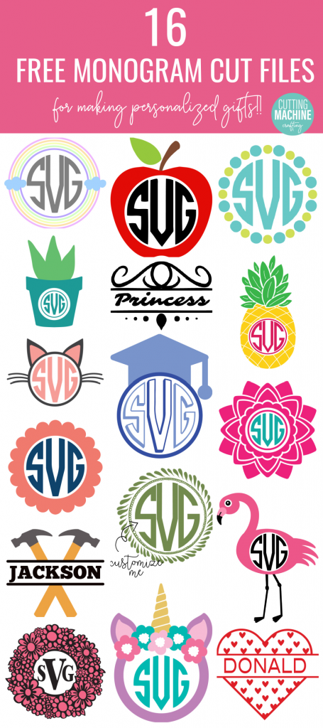 Download 16 free Monogram SVG Cut Files for making personalized party decor, shirts, mugs and more! Includes monograms that are fun for decorating kids rooms! Use with your Cricut or Silhouette cutting machine. #Monograms #Personalized #SVG #FreeCutFile #FreeSVG #CricutMade #CricutCreated #CuttingMachineCrafts