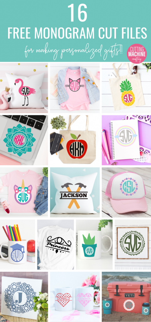 Download 16 free Monogram SVG Cut Files for making personalized party decor, shirts, mugs and more! Includes monograms that are fun for decorating kids rooms! Use with your Cricut or Silhouette cutting machine. #Monograms #Personalized #SVG #FreeCutFile #FreeSVG #CricutMade #CricutCreated #CuttingMachineCrafts