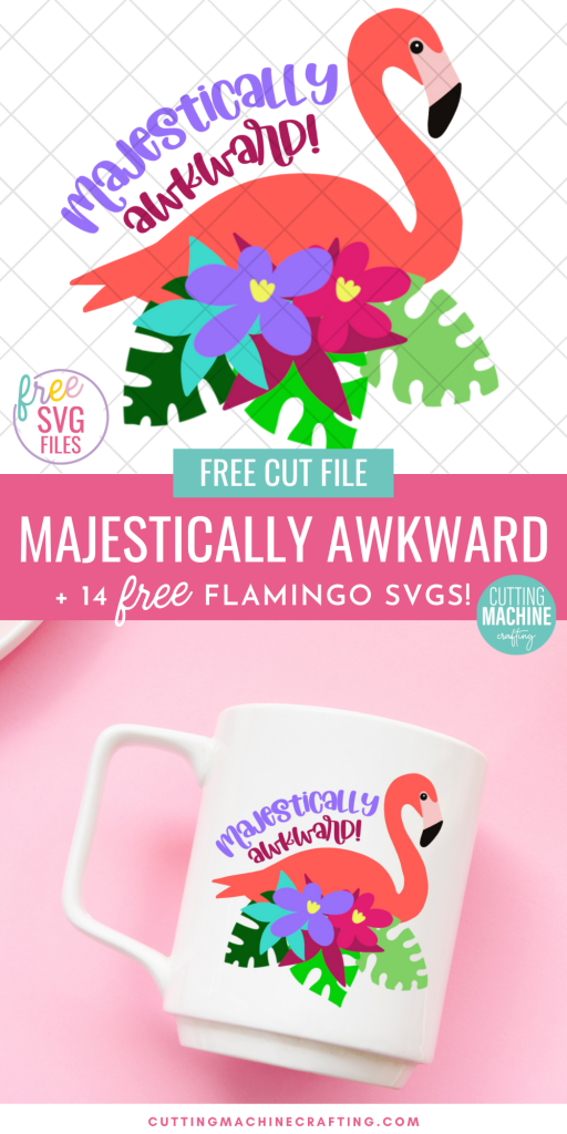 Make flamingo stickers, shirts, beach bags mugs and more with 14 free flamingo cut files! The majestically awkward SVG is so cute! Perfect for summer crafting with your Cricut, Silhouette or other electronic cutting machine! So fun for DIY party favors for tropical themed parties! 