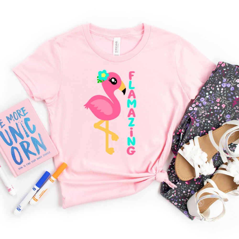 Flamazing Flamingo Girls Shirt. Free Flamingo SVG Cut File from Hello Creative Family