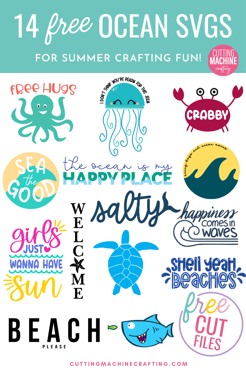 14 Free Ocean SVGs Including Crabby Cut File - Cutting Machine Crafts