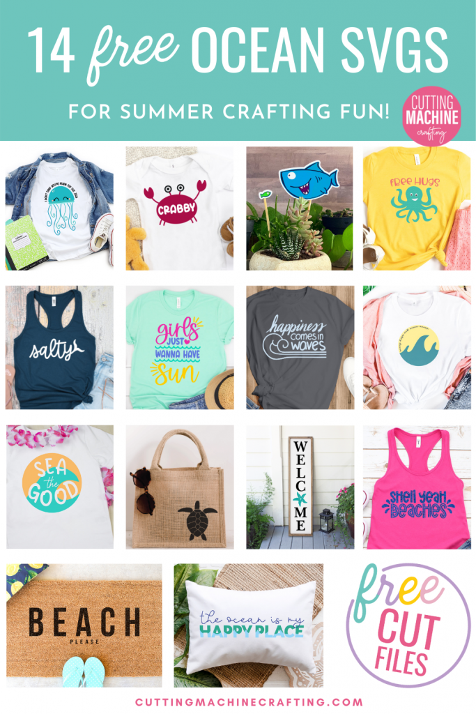 Get in the summer vibe with 14 free ocean SVGs from some of your favorite craft bloggers! Make shirts, tank tops, onesies, beach bags and more using your Cricut Maker, Cricut Explore Air 2, Cricut Joy or other electronic cutting machine. Includes an adorable Crabby Crab Cut File that looks so cute on DIY baby clothing!